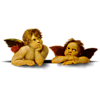 This is an image of two cherubs. They are painted on the ceiling of the Sistine Chapel.