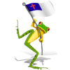 This a cute picture of a funny tree frog waving a Christian flag. Children love animals and they will love this frog, no doubt!