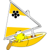 Fish sailing small sailboat