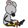 This is a graphic a an adorable grey mouse reading a bible. It is simple, but very cute artwork!