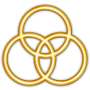 This is an image of the three circles that represent the trinity. They are gold colored.