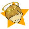 This is an image of a boy with a halo. It has a star background. Good for the classroom!