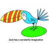 This is a clip art drawing of a very colorful bird. God has a wonderful imagination.