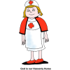 This is a cartoon style drawing of a female nurse. God is our heavenly nurse, able to cure all our diseases.