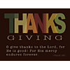 The work 'THANKS' emphasized in Thanksgiving