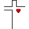 Cross outline with heart in center