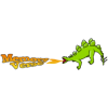 This is an image of a green dinosaur breathing fire. In the fire are the words, "Memory Verse." Great for children's ministries!