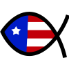 US flag patterned Christian fish