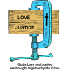 God's Love and Justice are brought together by the Cross