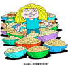 Girl Surrounded by Bowls of Food - God is GENEROUS