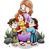 Jesus surrounded by children