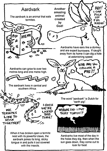 Sunday School Activity Sheet: Aardvarks