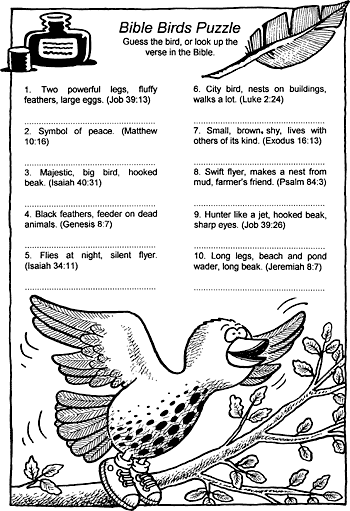 Sunday School Activity Sheet: Bible Bird Puzzle