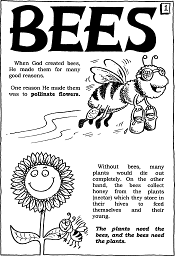 Sunday School Activity Sheet: Bees ( 1 of 2 )