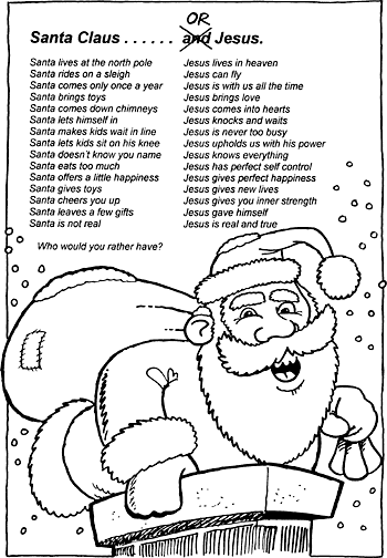Sunday School Activity Sheet: Jesus or Santa
