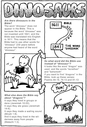 Sunday School Activity Sheet: Are Dinosaurs in the Bible