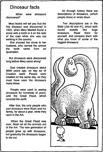 Sunday School Activity Sheet: Dinosaur Facts 4