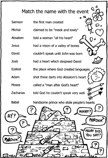 Sunday School Activity Sheet: Match the Name with the Event