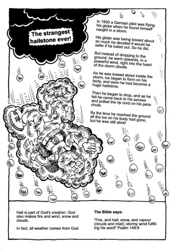 Sunday School Activity Sheet: Story The Strangest Hailstor