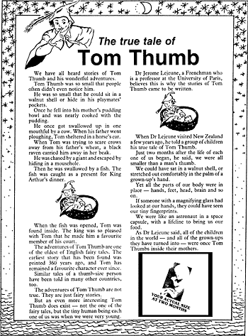 Sunday School Activity Sheet: Tom Thumb