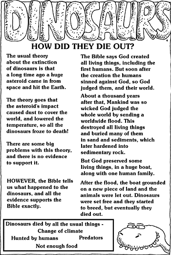 Sunday School Activity Sheet: Dinosaurs - How Did They Die Out?