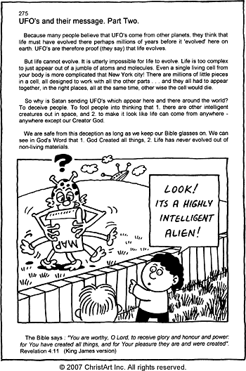 Sunday School Activity Sheet: 275 - UFOs and their message  ( 1 of 2 )