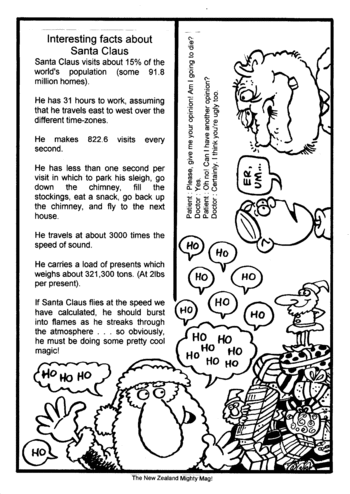 Sunday School Activity Sheet: Interesting facts about Santa Claus