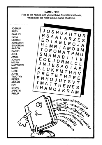 Sunday School Activity Sheet: Name Search