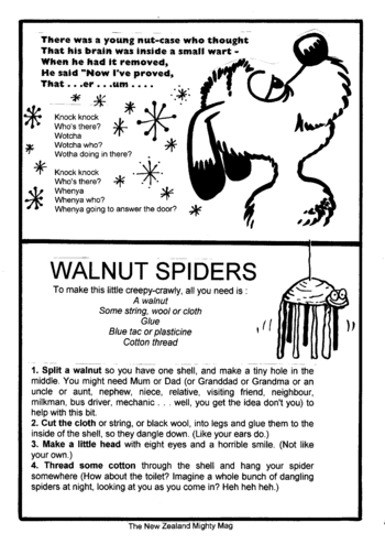 Sunday School Activity Sheet: Walnut Spiders
