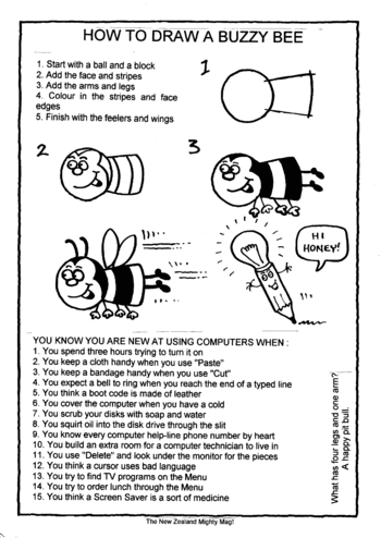 Sunday School Activity Sheet: Draw A Bee