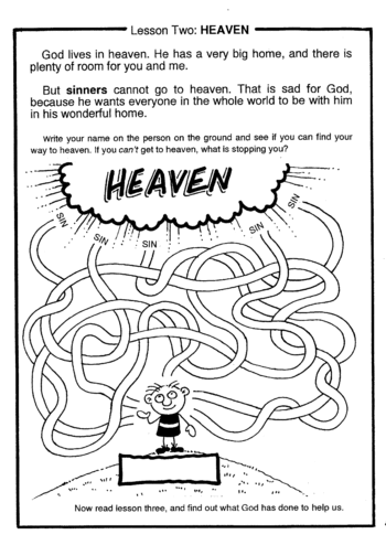 Sunday School Activity Sheet: Lesson 2: HEAVEN