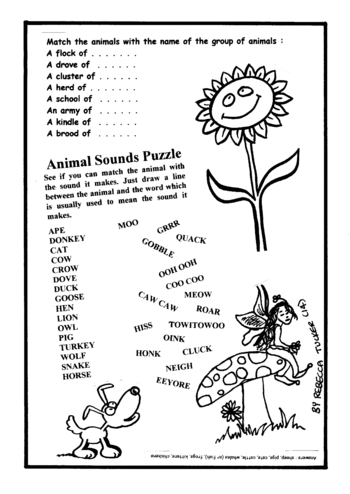 Sunday School Activity Sheet: Animal Sounds Puzzle