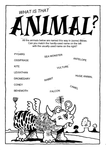 Sunday School Activity Sheet: What is That Animal?