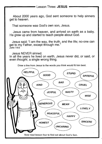 Sunday School Activity Sheet: Lesson 3: JESUS
