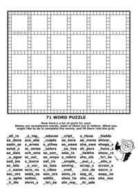 Print-Ready Handout: 71 Word Puzzle