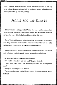 Print-Ready Handout: Story Annie and the Knives ( 1 of 3 )
